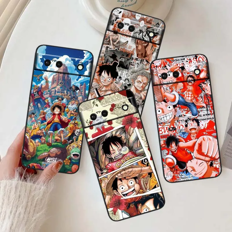 

Art Design One Piece For Google Pixel 10 9a 9 8A 8 7 7A 6 6A Pro XL 2024 5G Black Soft TPU Silicone Phone Case