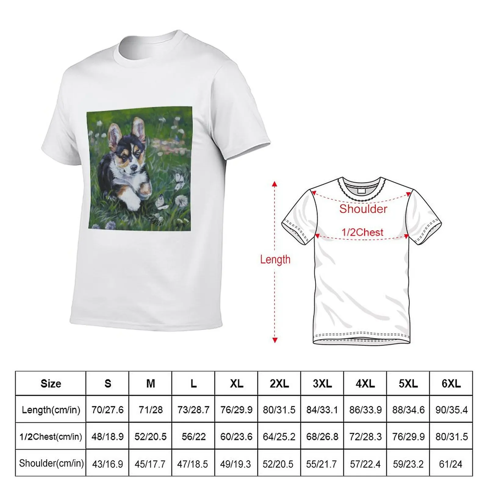 Pembroke Welsh Corgi Fine Art Painting T-Shirt High Quality Durable T-Shirt