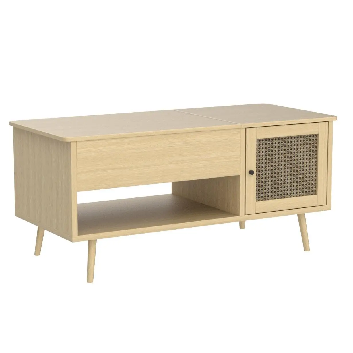 Modern Multi-Functional Coffee Table Extendable with Storage & Lift Top in white / yellow