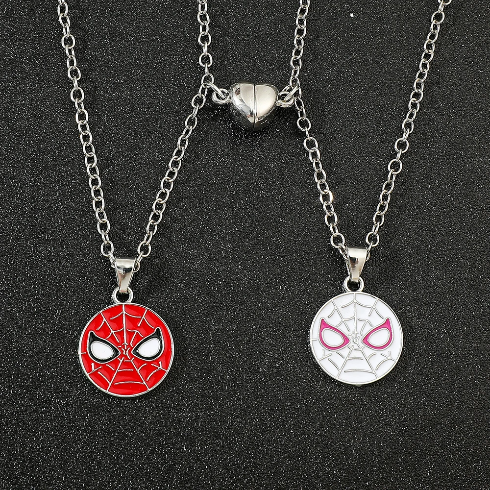 2pcs Superhero Spiderman Necklace Fashion Charm Avengers Pendant Gift for Couple Valentine's Day Jewelry view 2