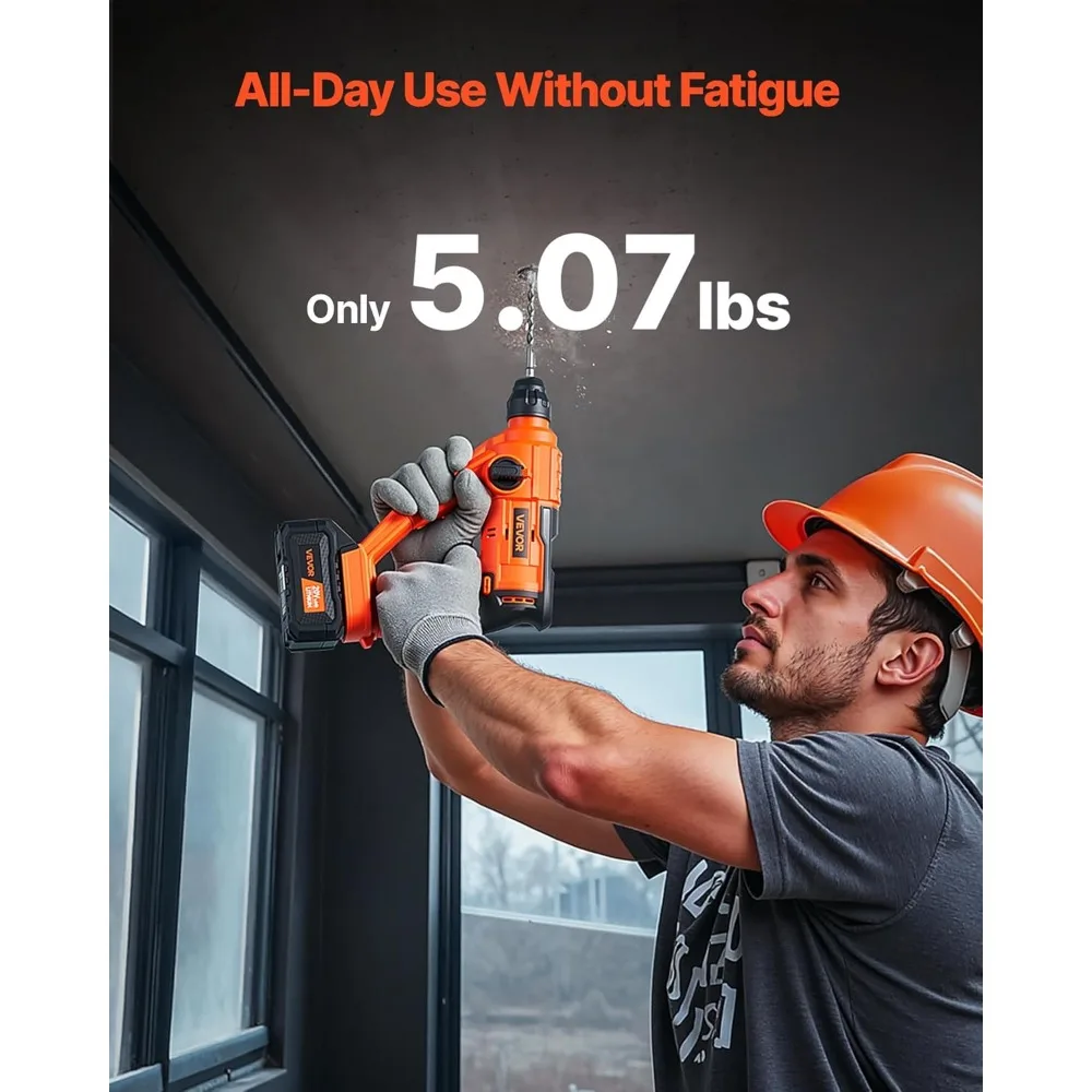 Wiertarko-wkrętarka udarowa akumulatorowa 20V z mocowaniem SDS-Plus 5/8, silnikiem bezszczotkowym, akumulatorem litowo-jonowym 4.0Ah i szybką ładowarką 3.0A