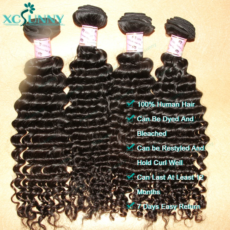 Deep Wave Bundles Human Hair Double Drawn Burmese Weaves Curly Hair Bundles Human Hair Weft Extensions For Black Women