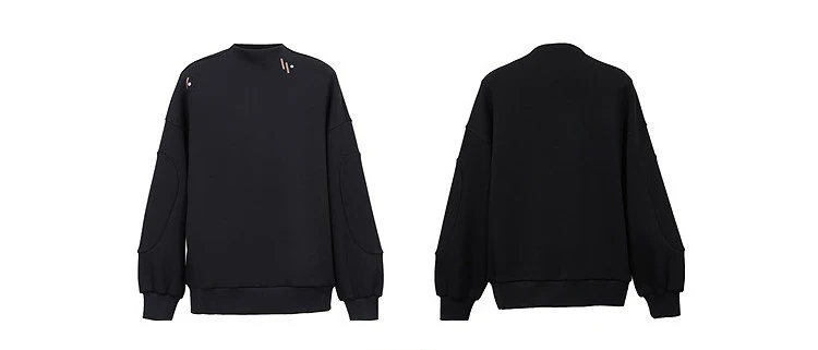 Amii Women's Oversized Pullover Hoodie Embroidered Drop Shoulder Casual Business Mock Neck Top Autumn Hoodies for Women 12623123