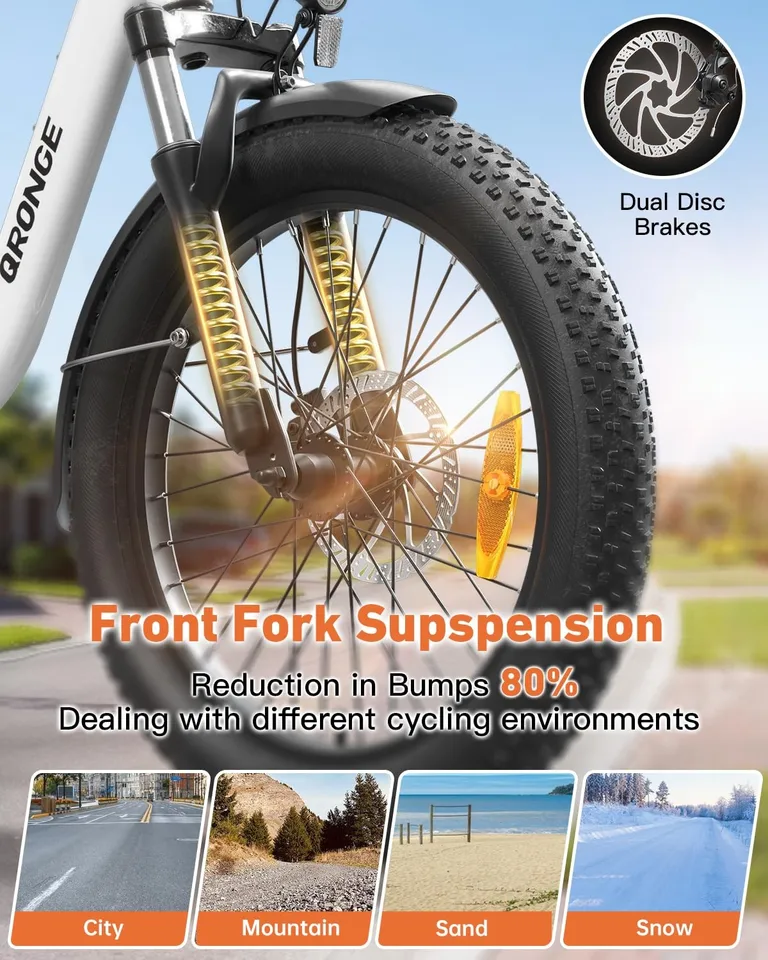 Electric Bike, 1000W Peak Folding Electric Bike, 70 Miles 20 "Ebike 25 MPH image 8