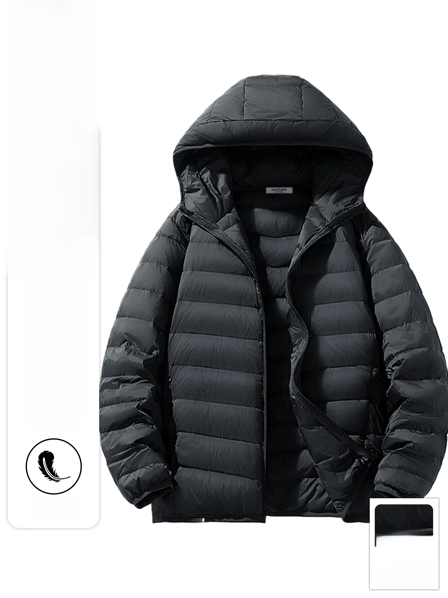 

PaulFrank Outdoor Lightweight Men's down Jaet Loose Fit Warm Bla Hooded Coat Breathable Nylon Fabric Du down Filling