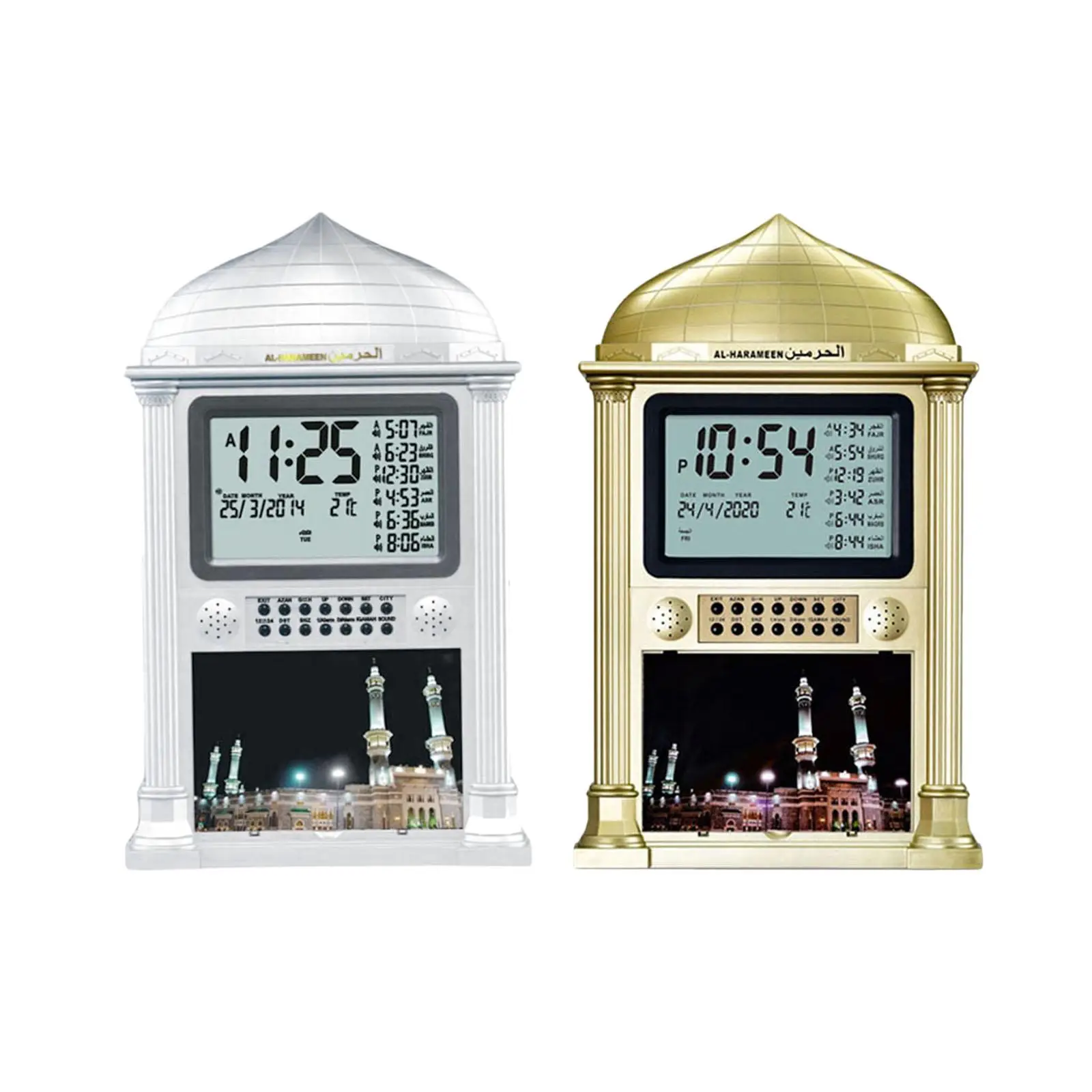 Wall Clock Alarm Alarm Settings with Date and Day of Week Mosque Decor Large Display Azan Clock Prayer Times Table Clock