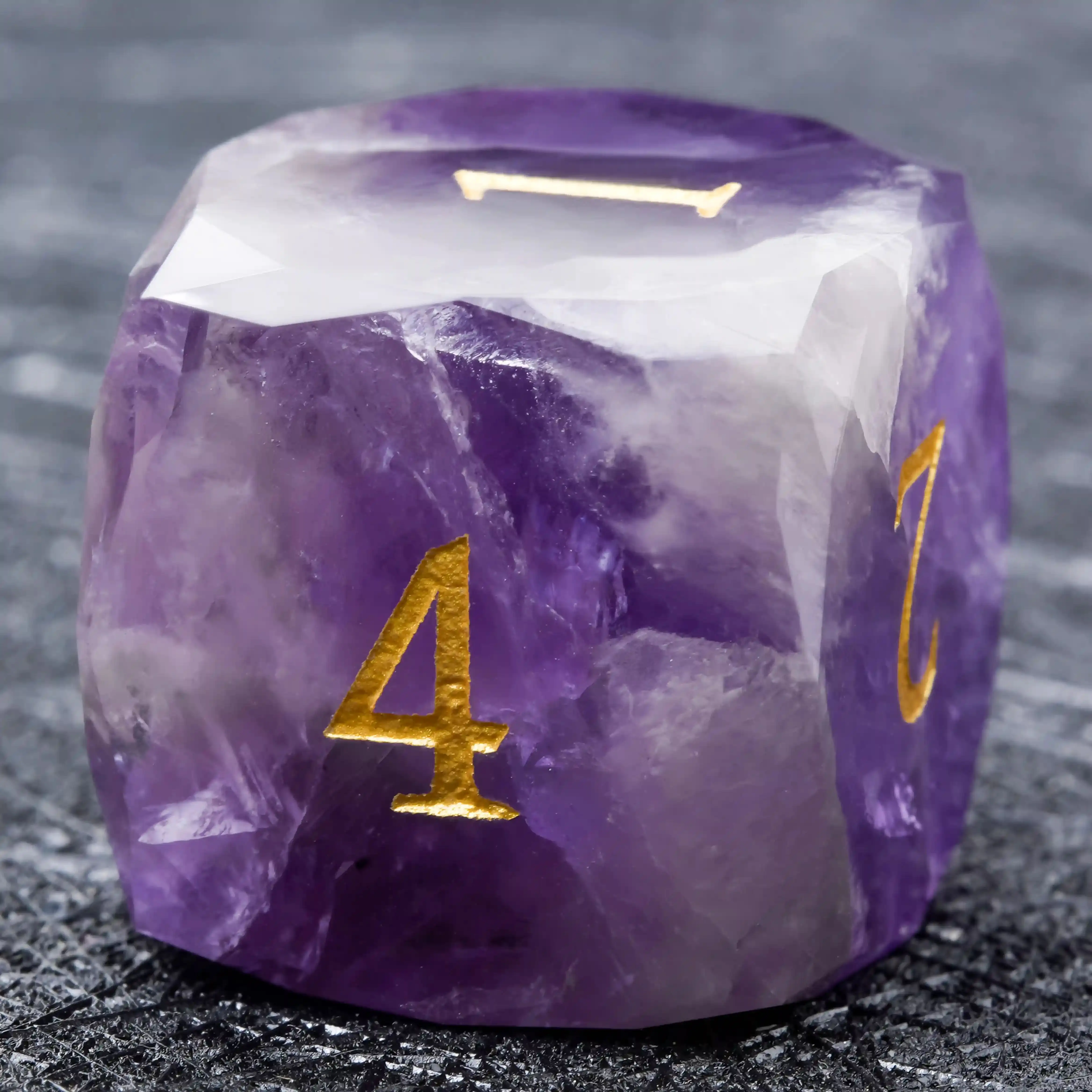 1-7pcs Gemstone Dice Set Golden Word Purple DND Dice Multi-sided Polyhedral Dice for D&D Game COC Role Playing RPG Table