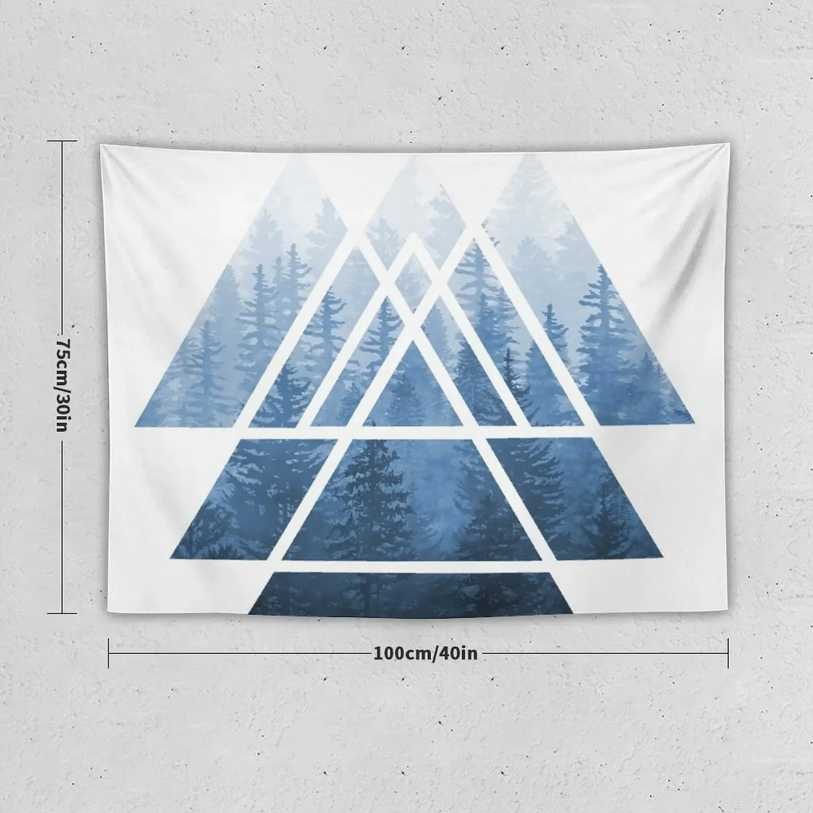 Sacred Geometry Triangles - Misty Forest Blues Tapestry Wallpapers Home Decor Home Decorators Wall Hangings Decoration Tapestry