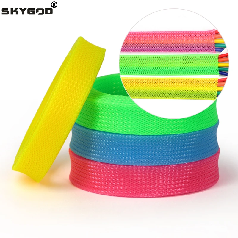 

1~50m New PET Braided Sleeve 2 4 6 8 10 12 14 16 20 25~40mm Tight High Density Expandable Wire Cable Insulated Protection Sheath