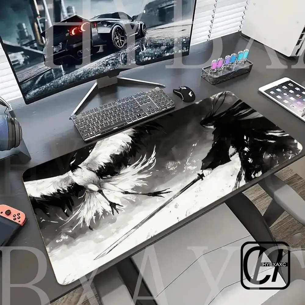 

HYBXAXC Game Mouse pad Japanese Samurai Devil Mousepad Black Gamer Mats Esports Mouse Pad Carpet Gaming Accessories Table Mat