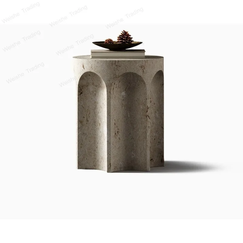 Natural marble side table medieval living room sofa small coffee table Living room side table