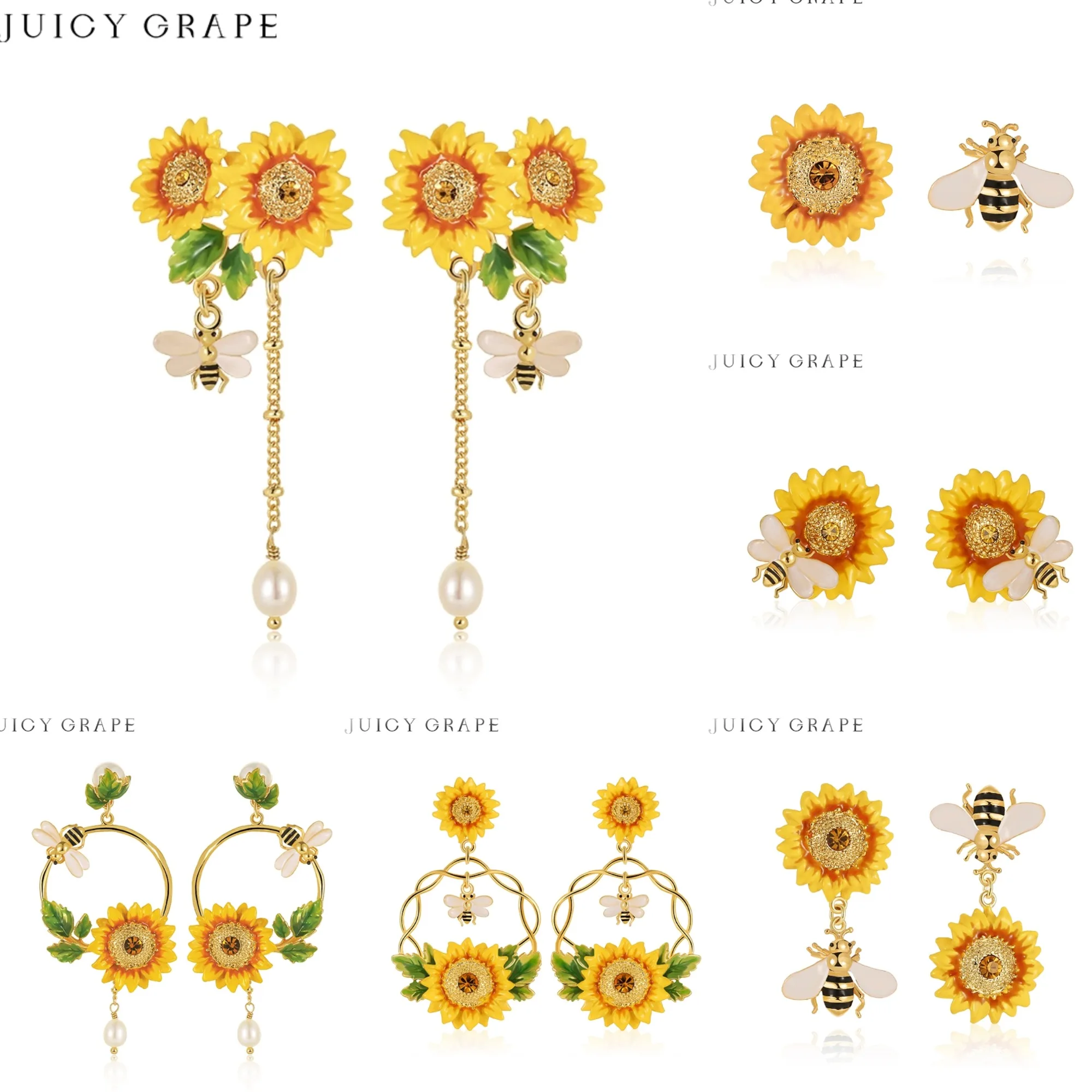 

Juicy Grape Sunflower Enamel Earrings S925 Silver Needle Enamel Design Sunflower Shape Birthday Gifts Fine Jewelry