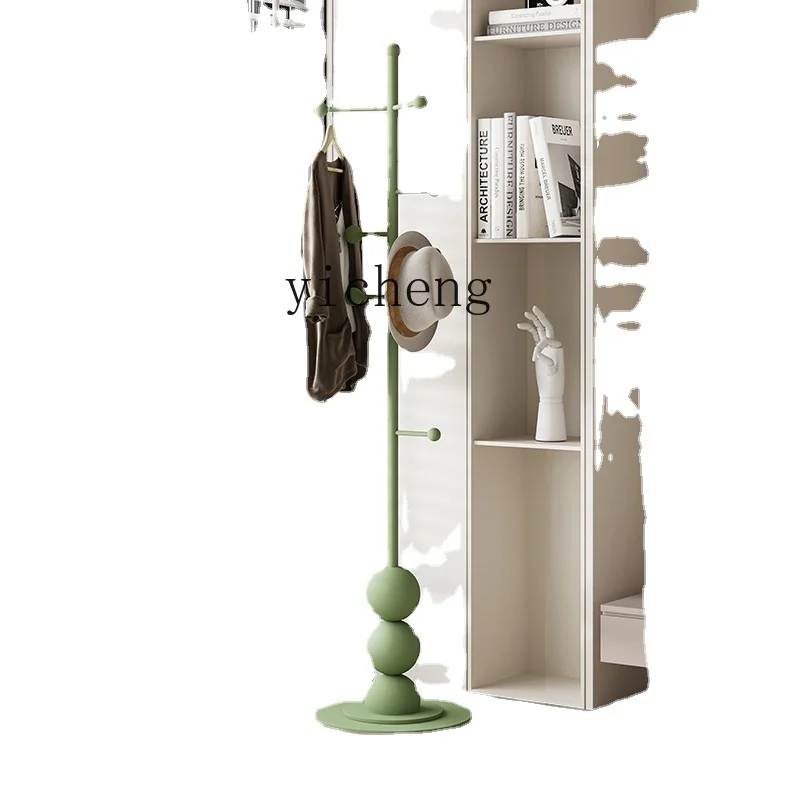 

Yy Nordic Stainless Steel Floor Pannier Bag Double Rod Coat Rack Bedroom and Household Storage