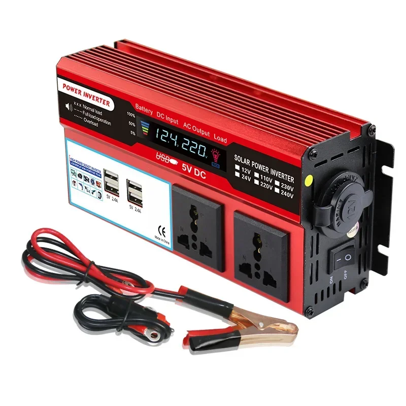 500W Pure Sine Wave Inverter DC 12V/24V To AC 110V/220V Portable Voltage Transformer Power Converter Solar Inverters LED Display