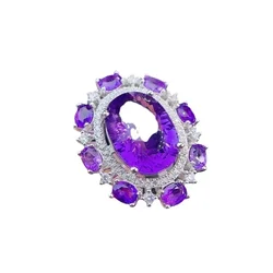 Luxury S925 sterling silver ring amethyst zircon inlaid with colored gemstones wedding jewelry for women