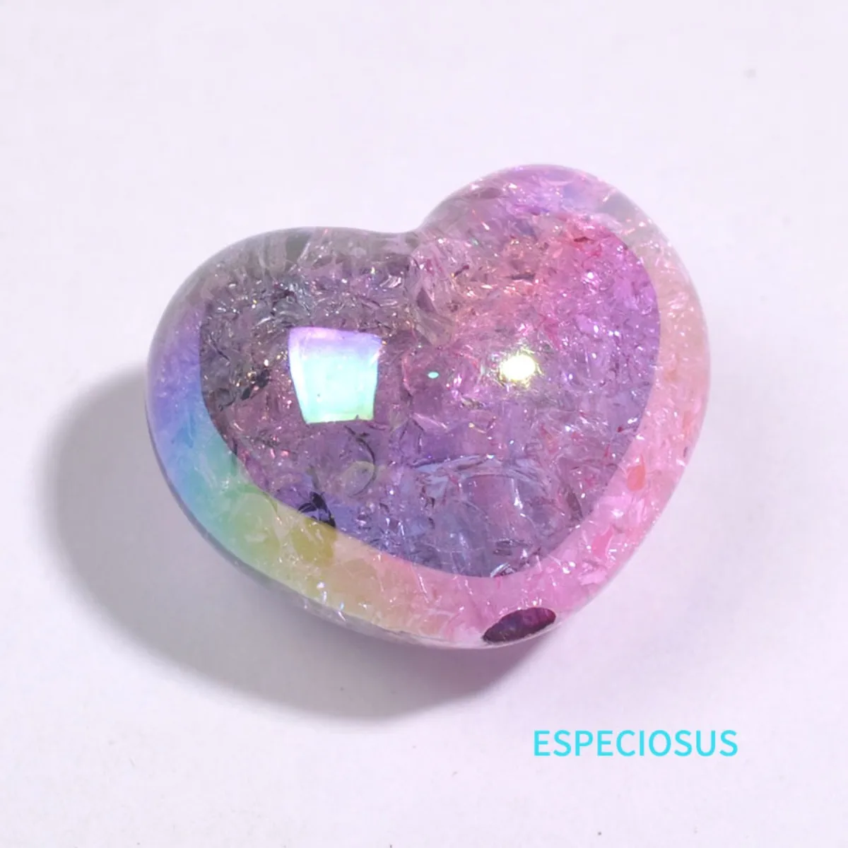 TX10 5pcs Two-color Transparent Heart Shape Cracked Bead UV Plated Lovely Necklace Department DIY Bracelet Fashion Accessories
