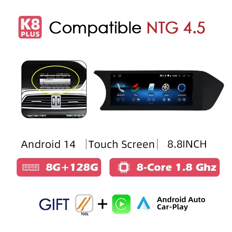 2025 Nieuwe Android 14 Auto Radio Carplay voor Mercedes C-Klasse W204 2011-2014 Auto Multimedia Speler Scherm BT WIFI Stereo GPS Navigatie