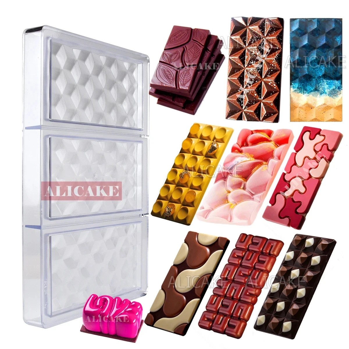 Chocolate Mould Polycarbonate Candy Chocolate Bar Molds Acrylic Bonbons Confectionery Kitchen Baking Pastry Utensils Tools