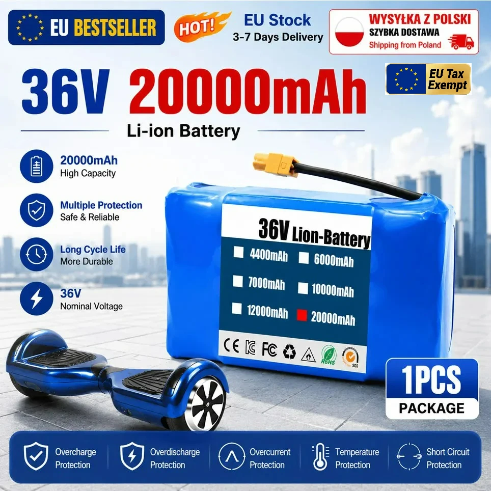 Batteries rechargeables au lithium-ion 36V 20000mAH 10s2p d'origine pour scooter électrique auto-équilibrant, hoverboard, monocycle