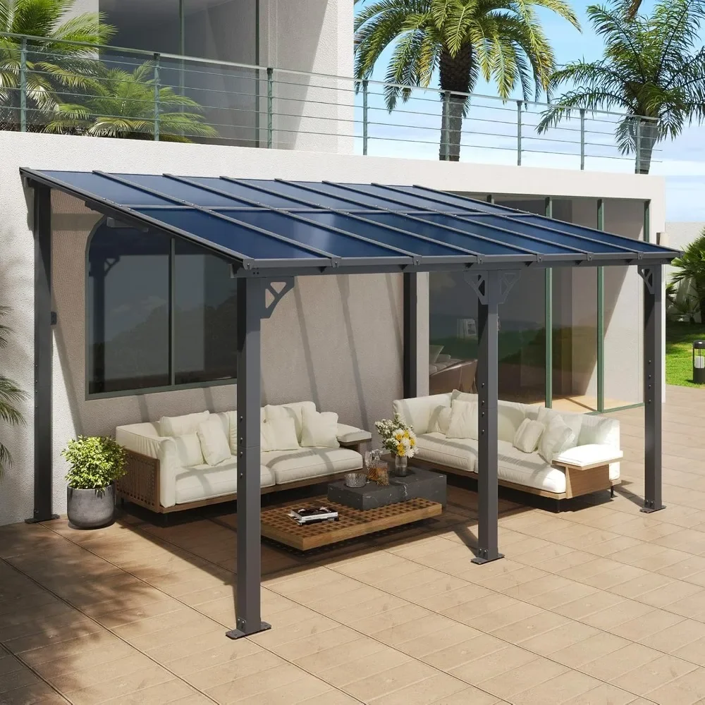 10’x 14’ Gazebo, Wall Mounted Gazebos Pergola on Clearance, Outdoor Patio, Large Wall-Mounted Heavy Duty Awnings for Patio