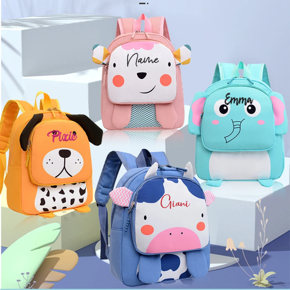 

New Personalized Customization Cartoon Cute Kindergarten Primary School Schoolbag Embroidered Children's Name Gift Bag