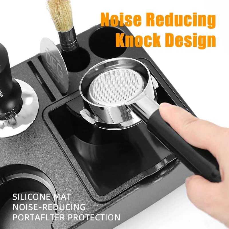 KISSHOME Coffee Tamping Station With Knock Box Filter Basket