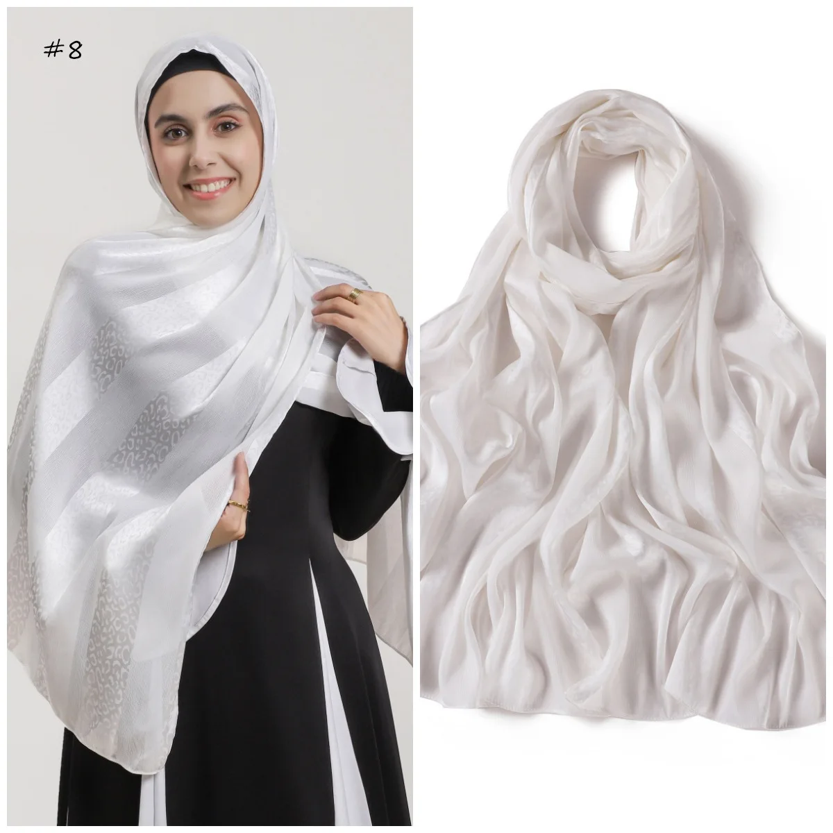 Elegante Muslimische Hijab Frauen Böhmischen Weichen Satin Islam Ramadan Hijabs Foulard Femme Schal Wrap Schal Kopftuch Bufanda Stirnband – Detail 21