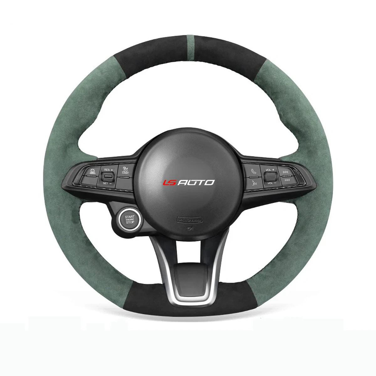 

100% Real Alcantara Hand-stitched Steering Wheel Cover for Alfa Romeo Giulia 2020-2022 / Stelvio 2020-2022 Steering Wheel Wrap