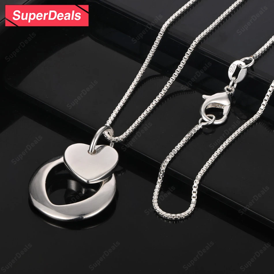 

Superdeals 925 Sterling Silver Heart Pendant Necklace For Women Party Valentine's Day Gift Pretty High Quality Jewelry Necklace