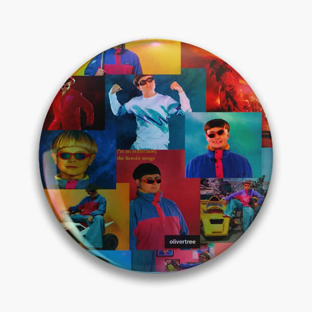 Oliver Tree Pin Holographic Star Heart Pin Brooches Laminated Button Fashion Accessory