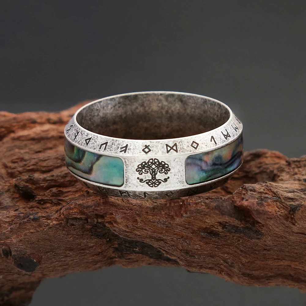 Fashion Stainless Steel Vikings Tree Of Life Rings For Men Women Nordic Odin Rune Amulet Ring Charm Jewelry Gifts Dropshipping