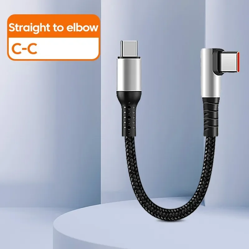 25 cm/50 cm Korte Datakabel 90 Graden Elleboog USB Type C Naar Type C Kabel Snel oplaadsnoer Voor Iphone15 Xiaomi Samsung Power Bank