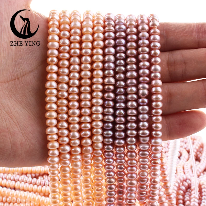 Zhe Ying 5A Pink Purple Freshwater Pearl Beads 100% Mother of Pearl Beads for Jewelry Making DIY Accessories