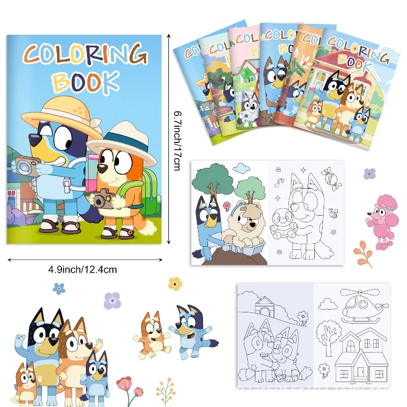 Animated Bluey Family Bluey Color DIY Coloring Book Party Cartoon Color Graffiti Book Painting Book Puzzle dla dzieci Zabawki Prezenty