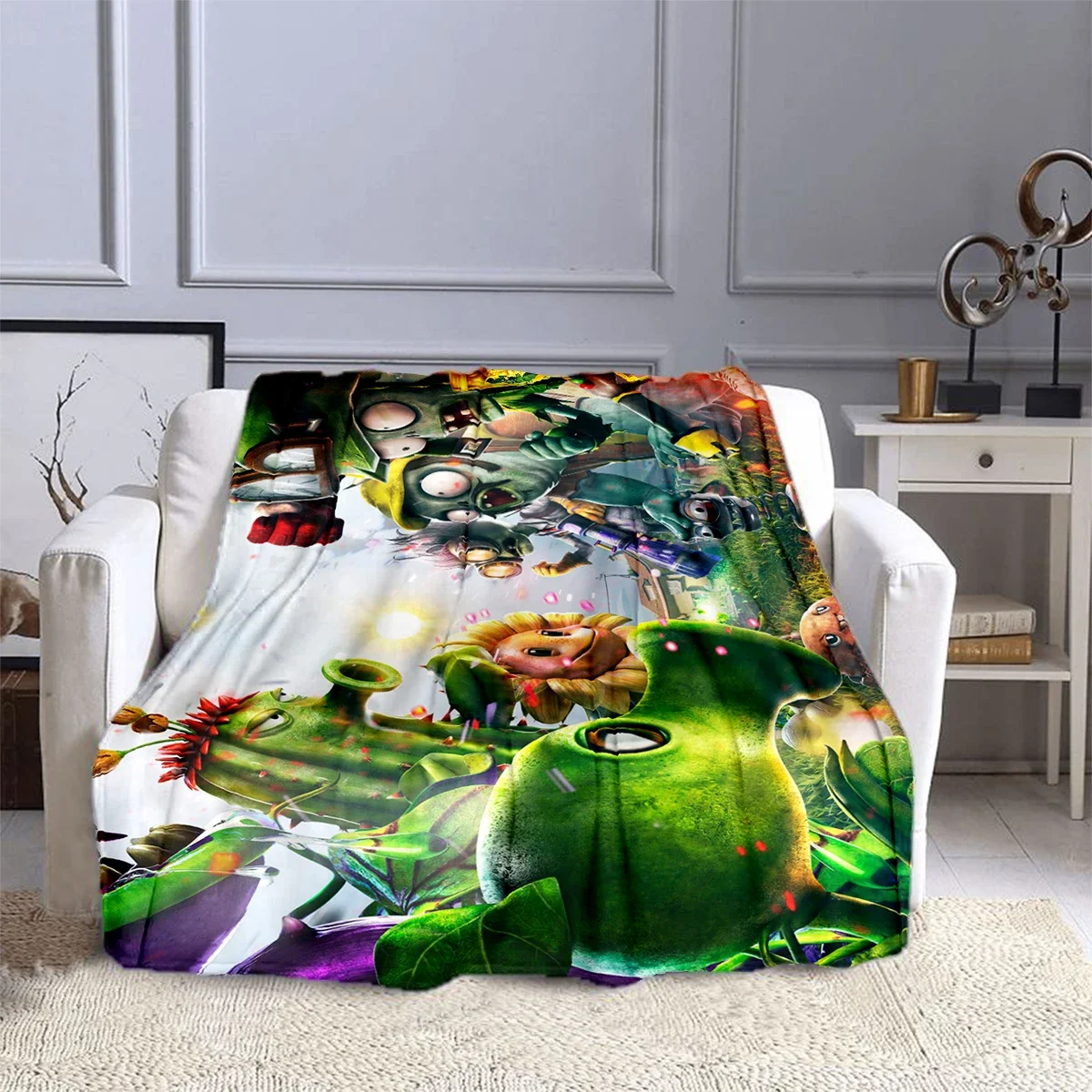 Game P-Plants vs. Zombies  Blanket Children's High Quality Flannel  Soft Comfortable Home Travel Blankets