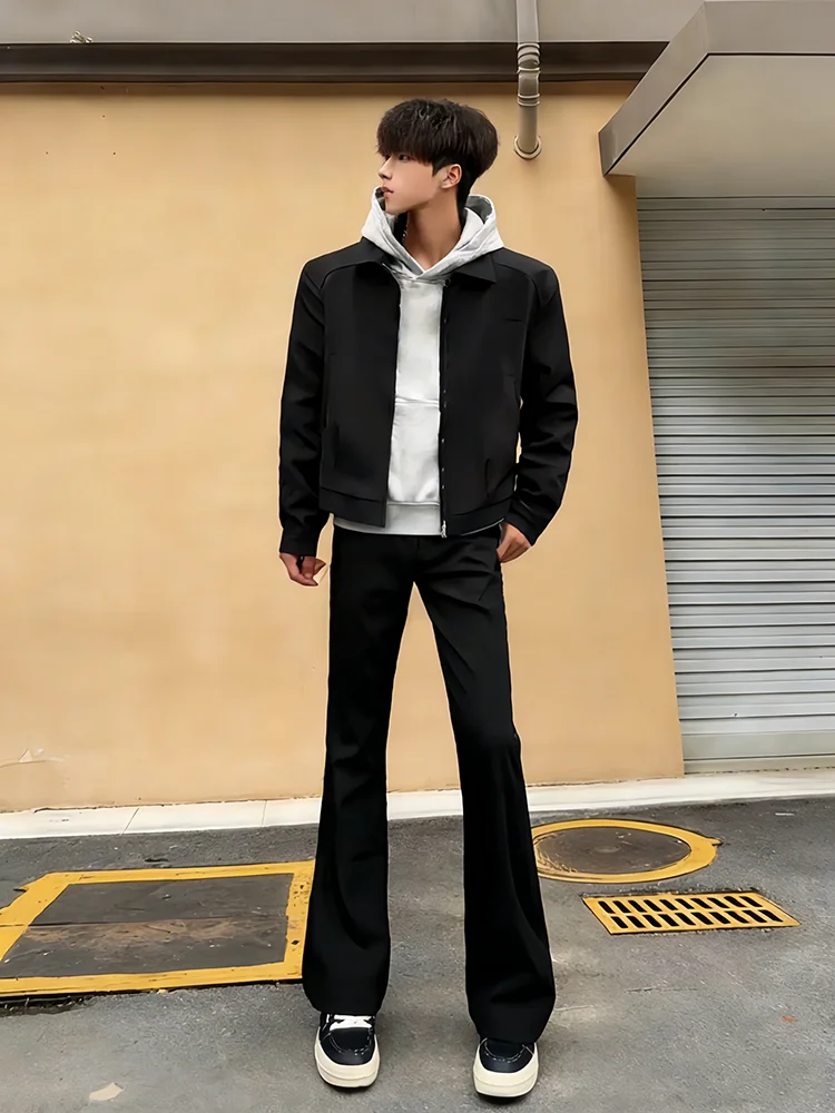 

High Waist Straight Leg Stretchy Men's Jeans Bootcut Bla Knife Casual Wear Youth Trend Cotton Polyester Blend