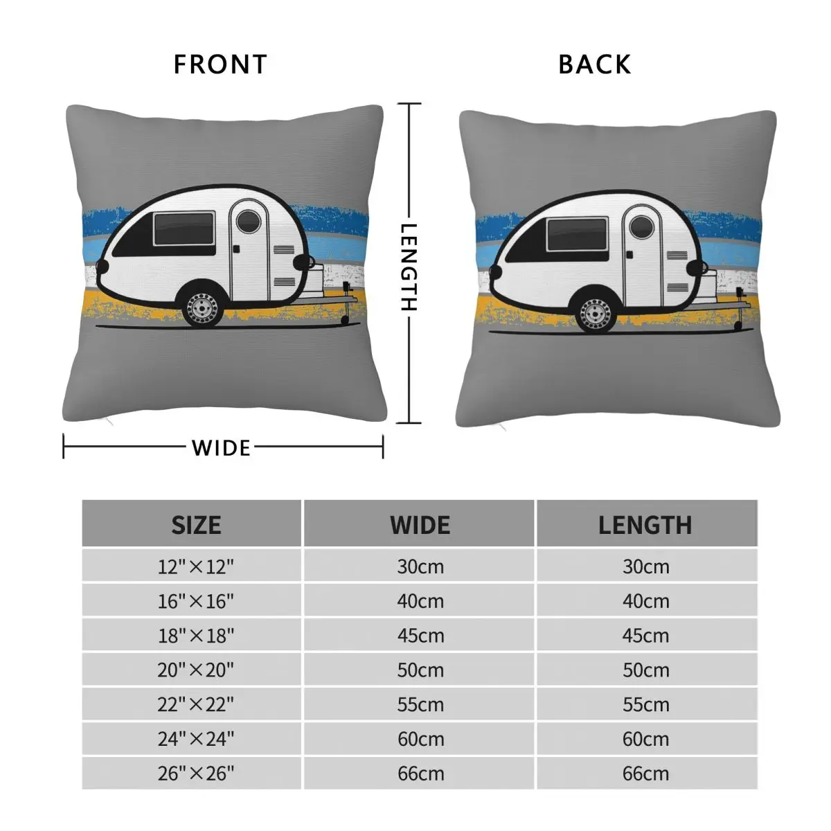 Caravan Trailer Sweet Home Square Pillowcase Polyester Linen Velvet Creative Zip Decor Home Cushion Cover 18