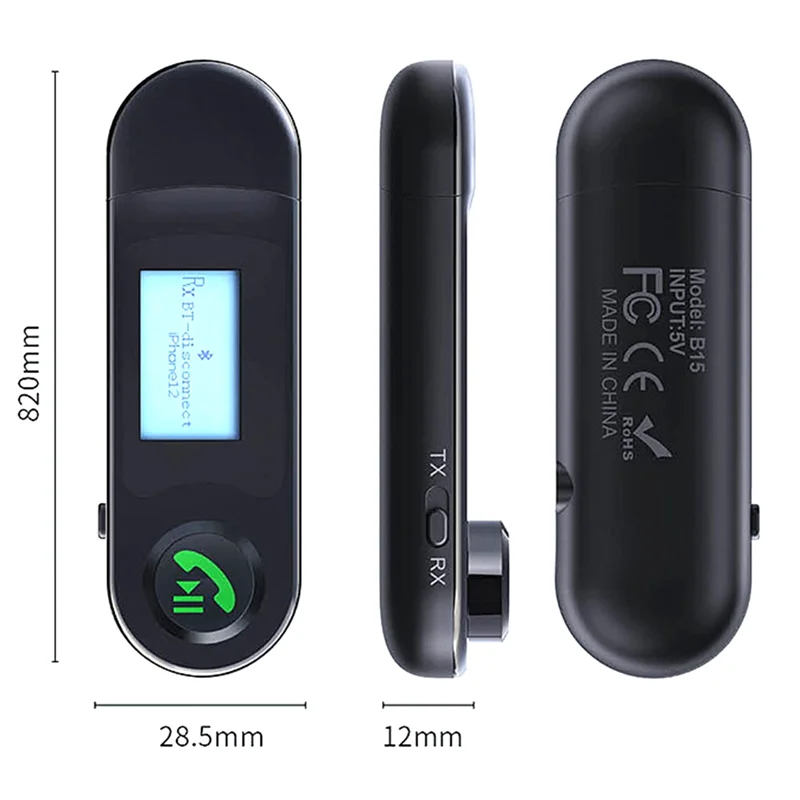 เครื่องส่งสัญญาณเสียง Bluetooth เครื่องส่งสัญญาณอะแดปเตอร์ไร้สาย 2 ใน 1 พร้อมไมโครโฟนโทรเสียงทีวี