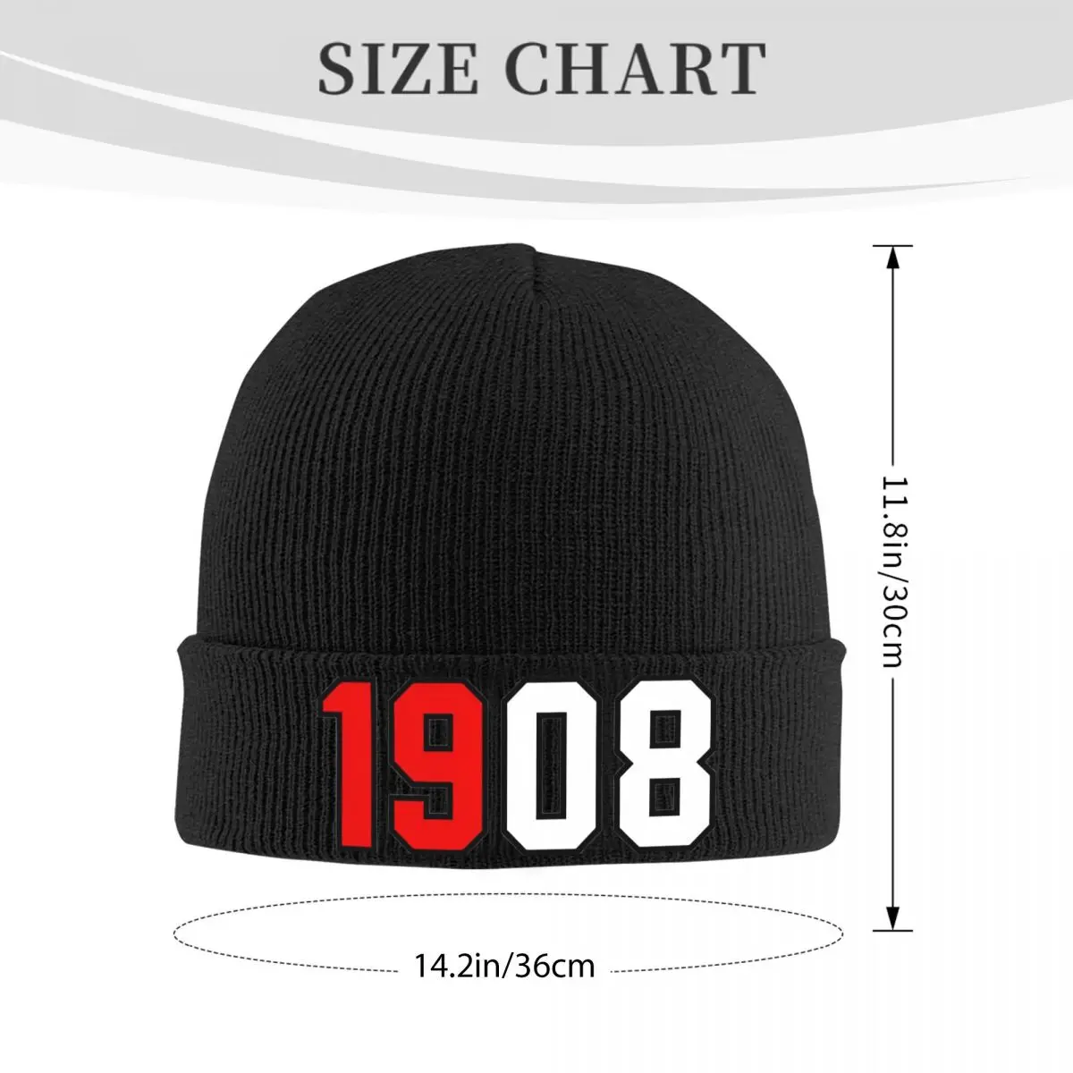 1908 Feye-noords Red Black B Knitted Hat for Women Men Beanies Autumn Winter Hat Acrylic Crochet Cap