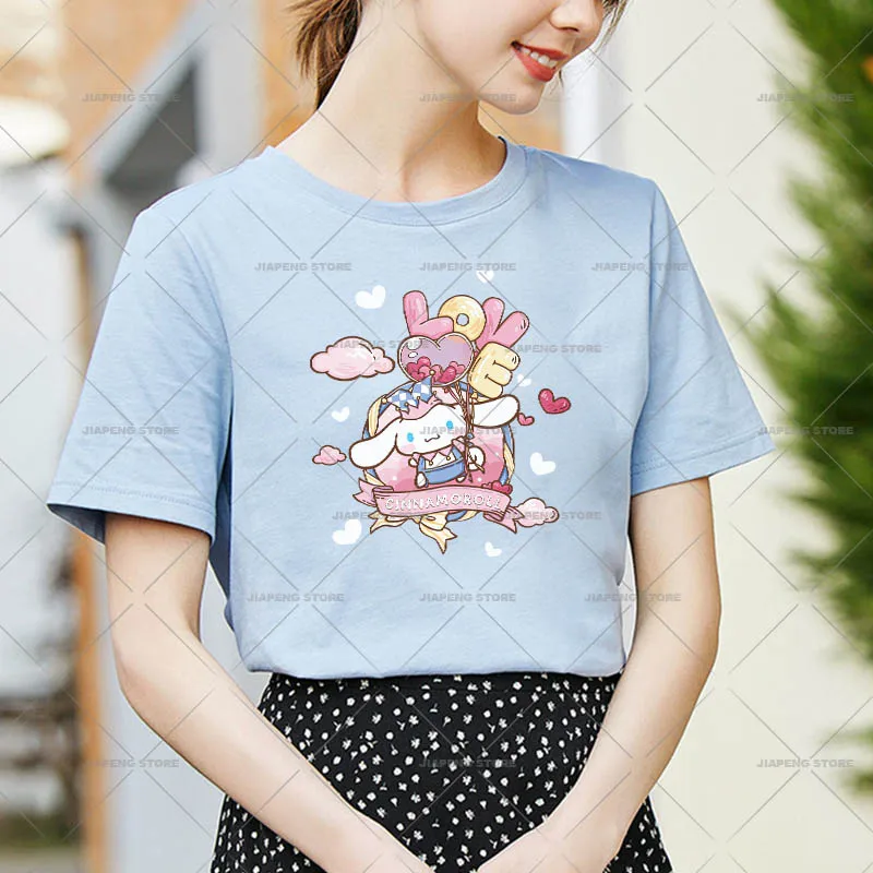 Parches de Cinnamoroll para planchar, transferencia de calor para ropa, diseño de camiseta colorida Sanrio, pegatinas impresas térmicas, apliques DIY