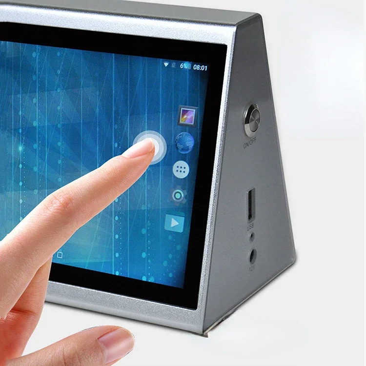 現代的な7インチ両面カラー液晶電子名刺、ワイヤレスWiFi制御のインテリジェント会議テーブルカード投票