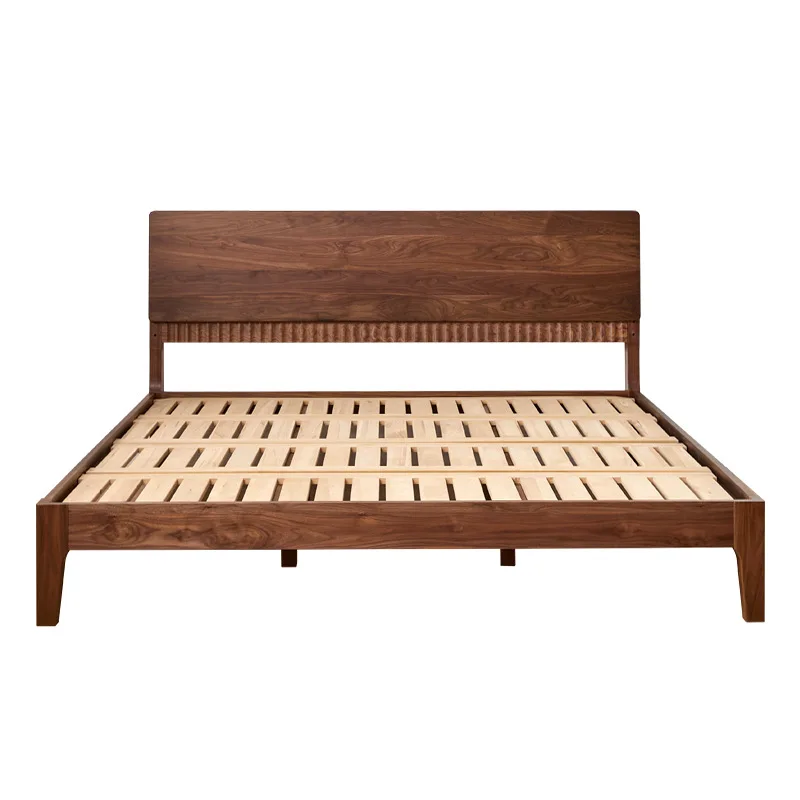 

North American black walnut wedding bed modern simple cherry wood log style
