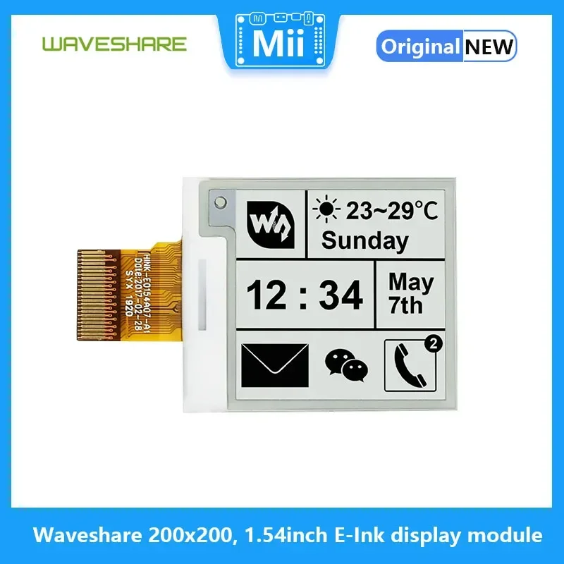 Waveshare 1,54 inch E-Ink-displaymodule 200x200 voor Raspberry Pi/Jetson Nano/Arduino/STM32