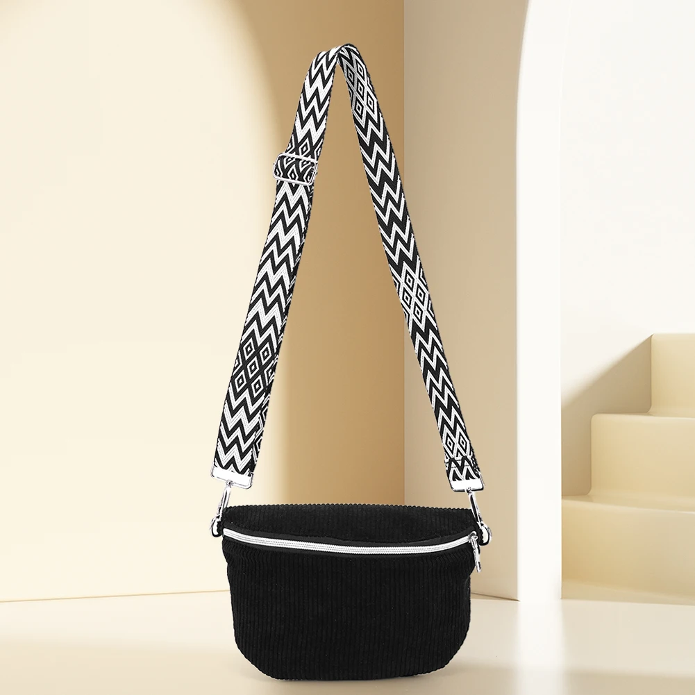 

Сумка через плечо для мужчин и женщин, вельветовая однотонная сумка с регулируемым широким ремешком, поясная сумка на молнии для тренировок в путешествиях