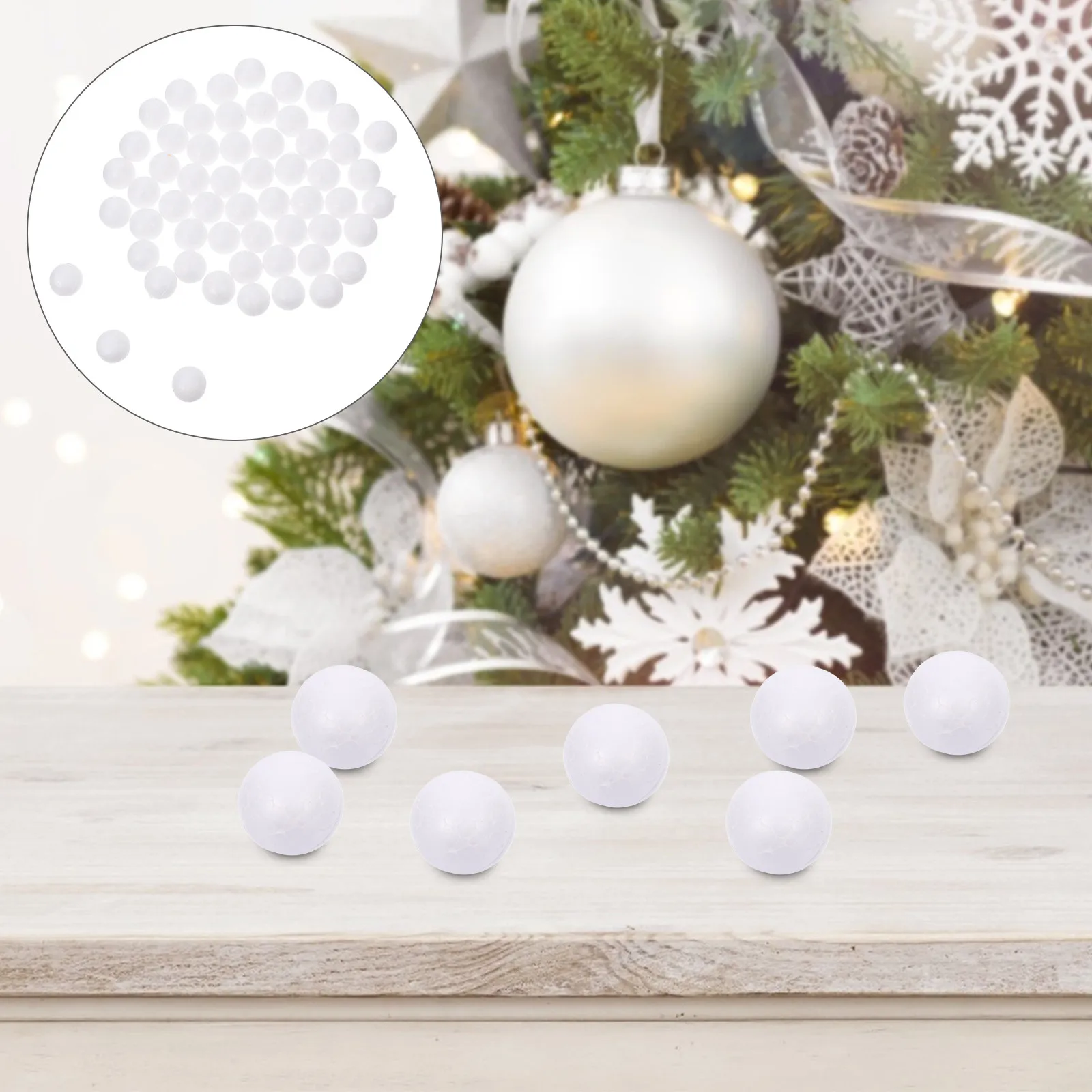 

50Pcs Solid White Foam Craft Balls Polystyrene Spheres Wedding Decoration DIY Art Project Modeling Supplies Round 2Cm