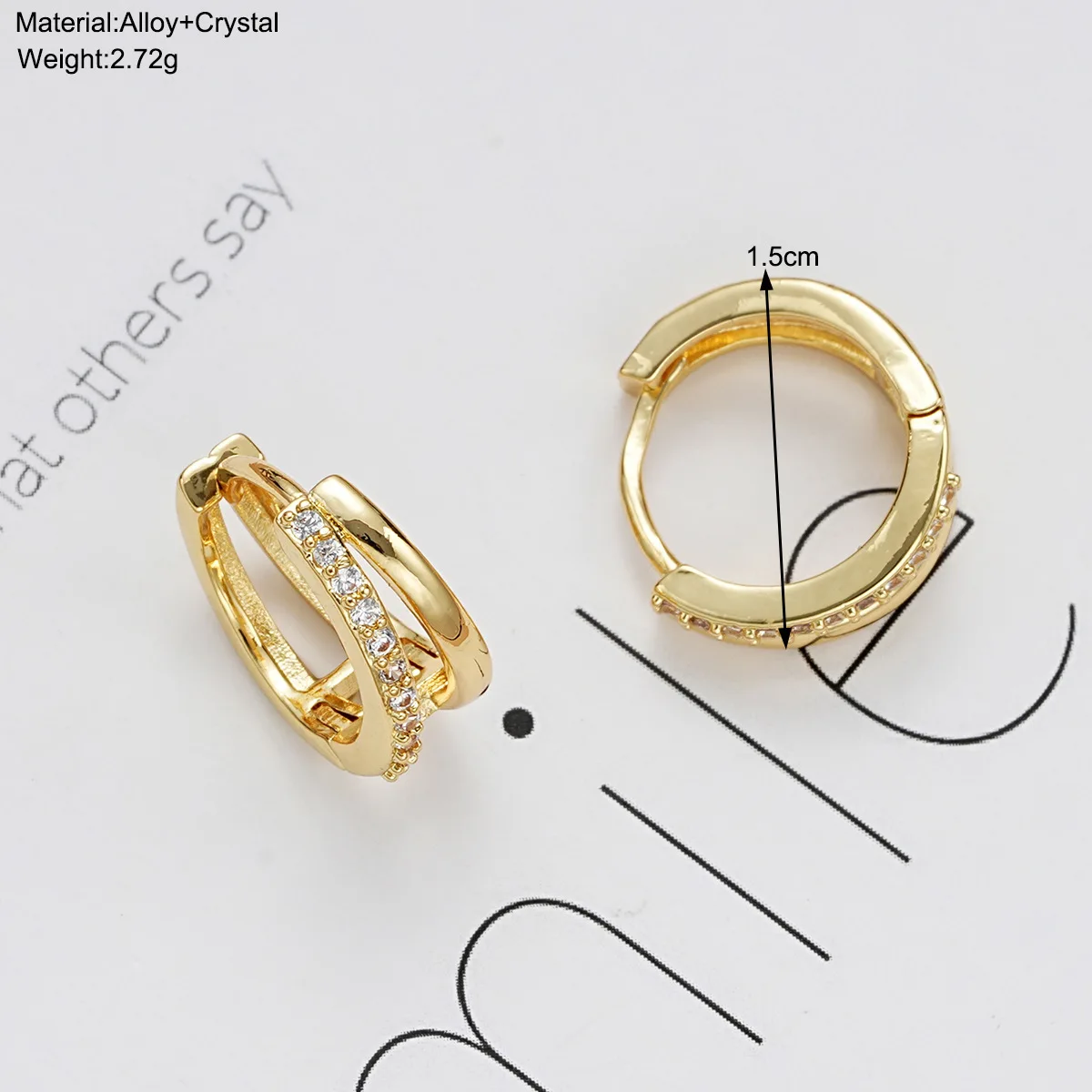 Fashion Double Ring Zirconic Ear Buckle For Women Girls Gold Color Temperament Personality Cartilage Tragus Ear Piercing Jewelry