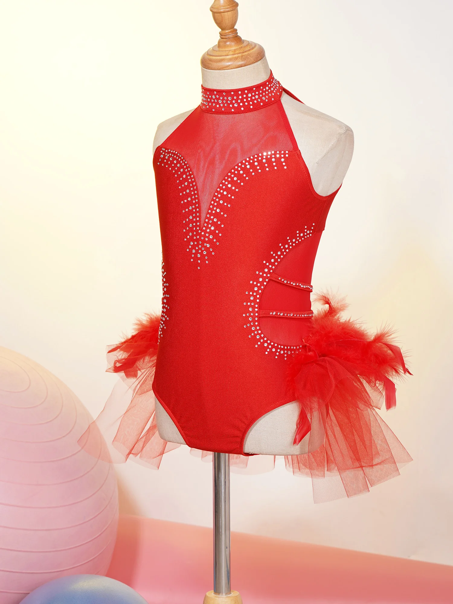 أطفال بنات تول متجنب الباليه توتو الرقص بذلة التزلج على الجليد ارتداءها أداء زي الجمباز الإيقاعي يوتار #4