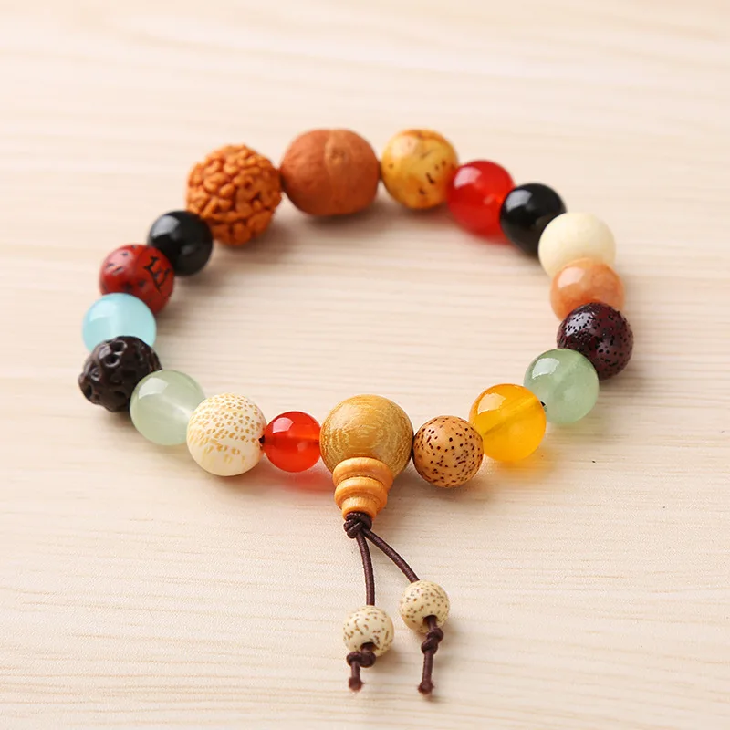 Vintage Bracelet Original Wooden 18 Beads Meditation Prayer Buddha Stretch Bracelets&Bangle Women Lunckly Jewelry Gift