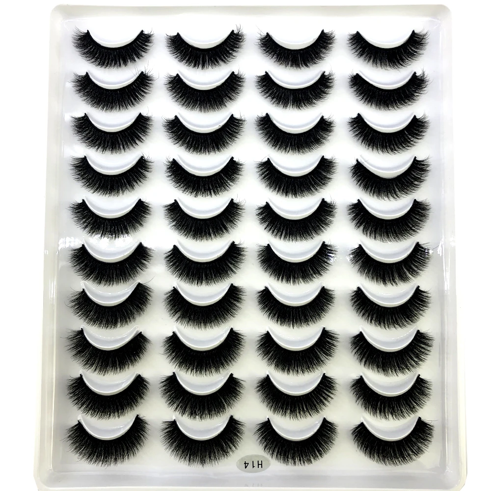 New 5D 20 Pairs/lot Natural Long Wispy Faux Mink Eyelashes Cruelty Free Handmade Vegan False Eye Lashes Vendor Mix Ciliar Set