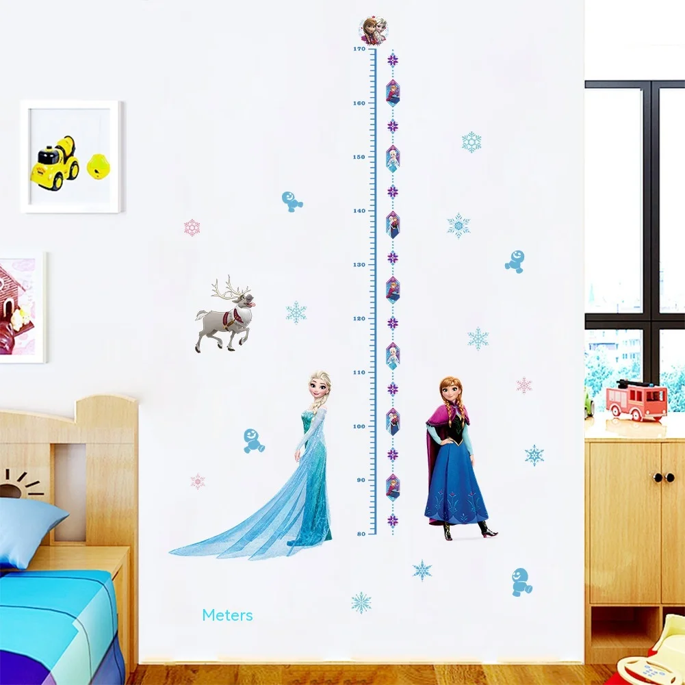 Disney Ice and Snow Princess Wall Sticker Children's Room Ice and Snow Romance Background Decoration Painting Height Sticker